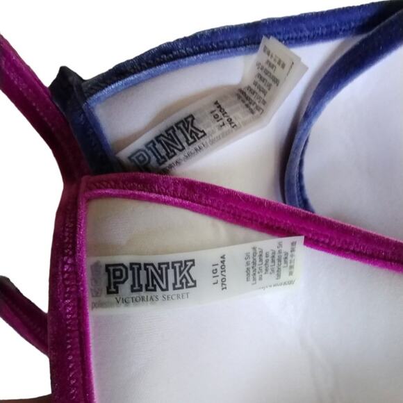 PINK Victoria Secret Velvet Swim Top (2 bras), Color block + Tie Dye Size L - Picture 5 of 11